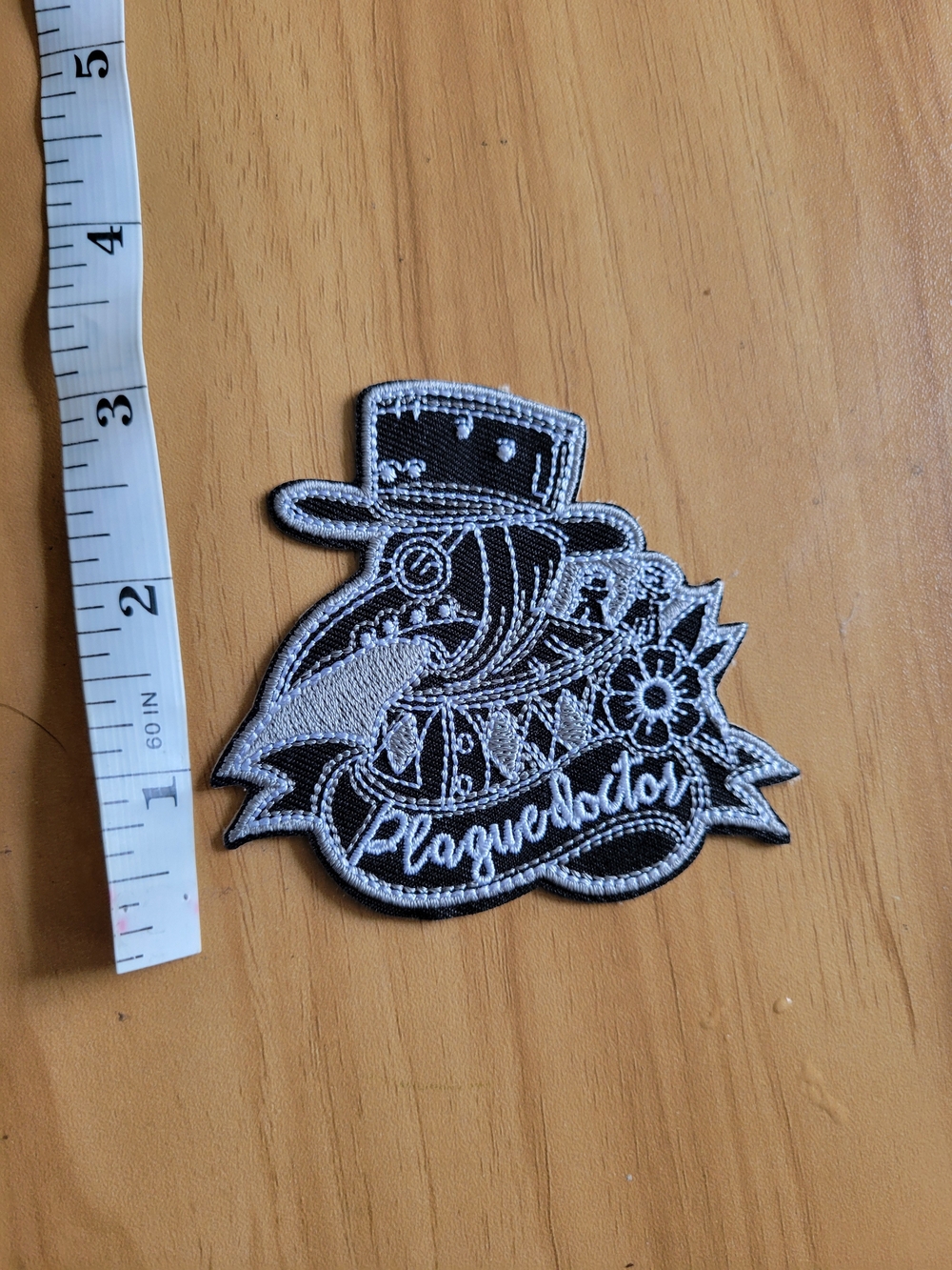 🧋NEW🧋Black & White 'Plague Doctor' Embroidered Patch - Women Accessories